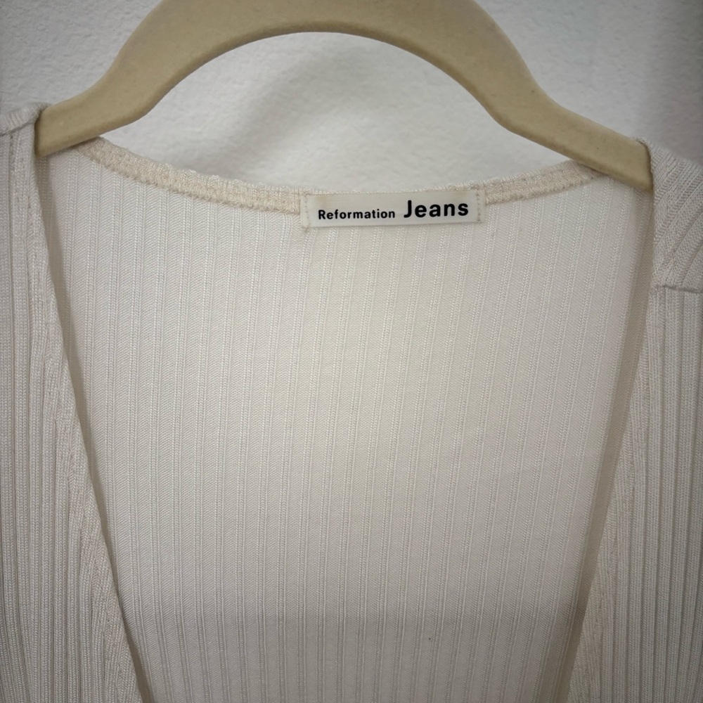 Reformation Cream Ribbed Cardigan - Picture 2 of 4